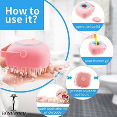 Silicone Bath Body Brush | Exfoliating Scrub with Soap Dispenser | Ultra Soft Shower Sponge & Massager | Random Colours